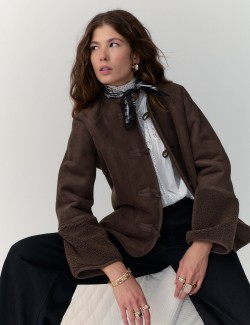 Faux Shearling Reversible Cropped Jacket