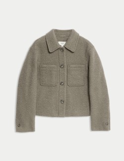 Textured Collared Bomber Jacket