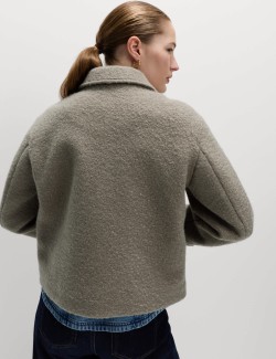 Textured Collared Bomber Jacket