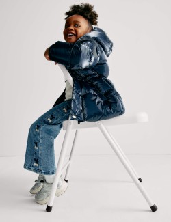 Metalická parka s kapucí a páskem (2–8 let)