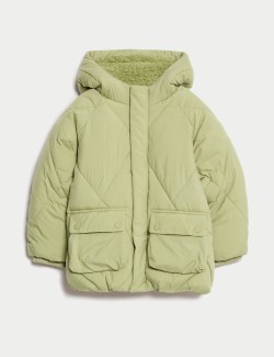 Středně těžký prošívaný kabát s kapucí (2-8 let)