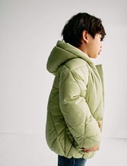 Středně těžký prošívaný kabát s kapucí (2-8 let)