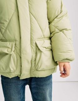 Středně těžký prošívaný kabát s kapucí (2-8 let)