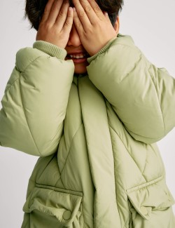 Středně těžký prošívaný kabát s kapucí (2-8 let)