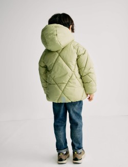 Středně těžký prošívaný kabát s kapucí (2-8 let)