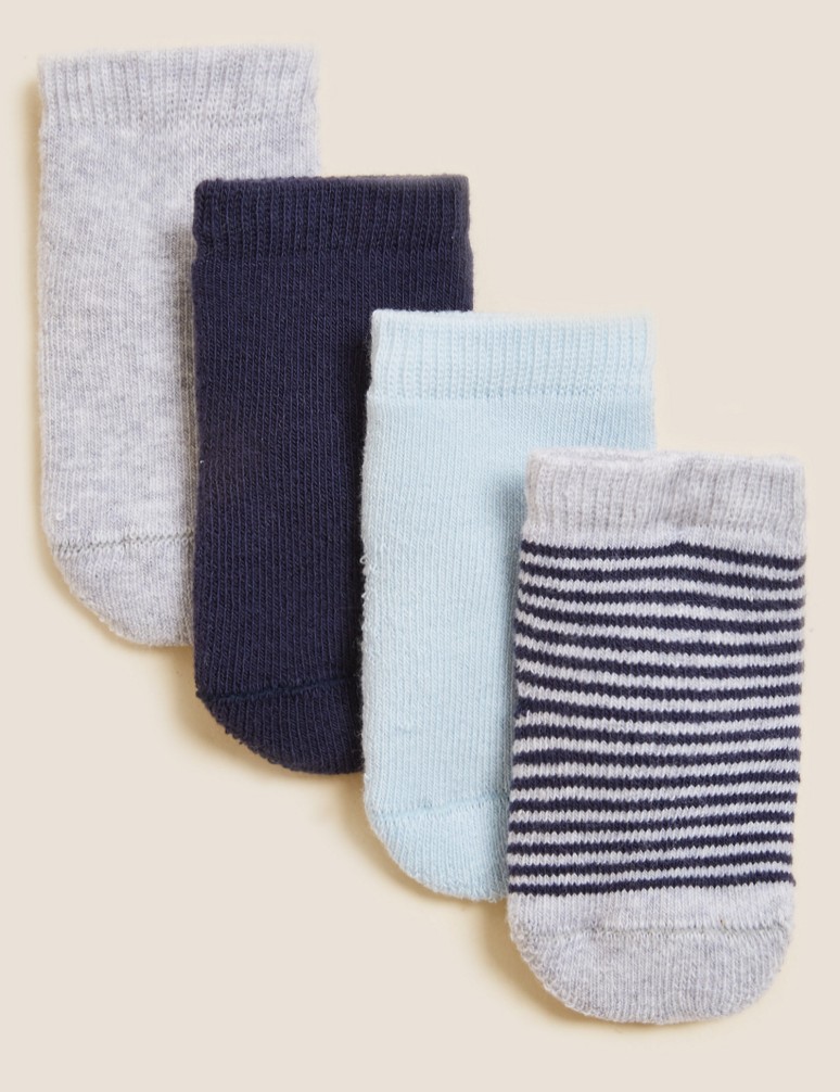 4pk Cotton Terry Baby Socks (7lbs-24 Mths)