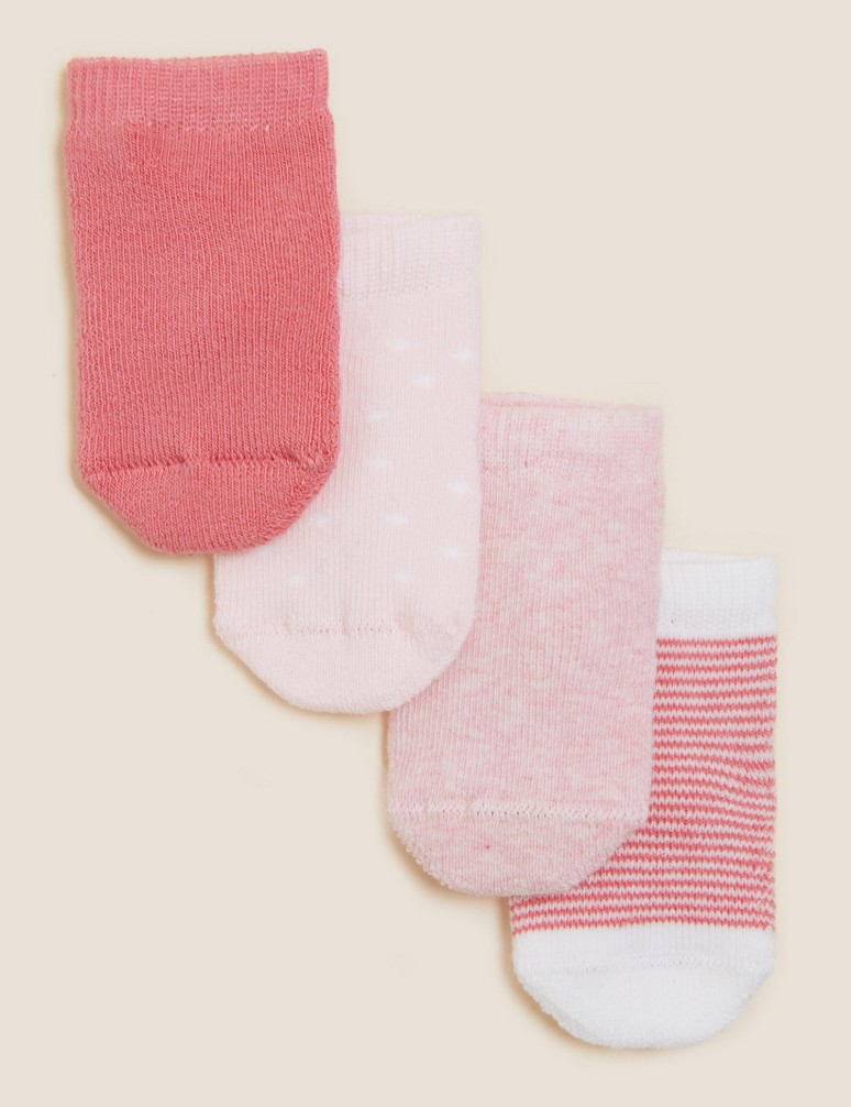 4pk Cotton Terry Baby Socks (7lbs - 24 Mths)