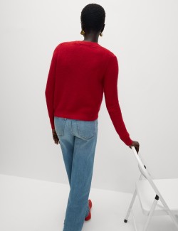 Zkrácený kardigan s výstřihem do V a přídavkem alpaky