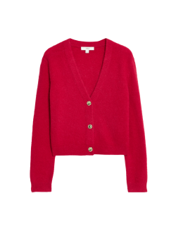 Zkrácený kardigan s výstřihem do V a přídavkem alpaky