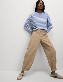 Pruhované tričko ke krku z čisté bavlny