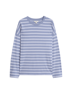 Pruhované tričko ke krku z čisté bavlny