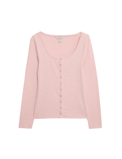 Cotton Rich Scoop Neck Henley Top