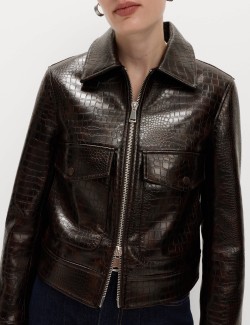 Bunda typu Harrington z umělé kůže s krokodýlím vzorem