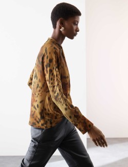 Halenka se zvířecím potiskem a řasením