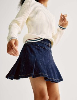 Džínová minisukně se sklady vzadu (2–16 let)