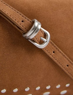 Semišová taška přes rameno s cvočky