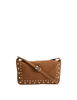 Semišová taška přes rameno s cvočky