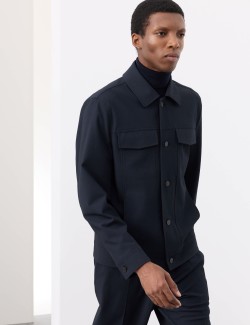 Textured Technical Twill Trucker Jacket