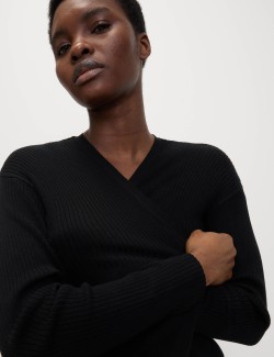 Dlouhý žebrovaný kardigan bez zapínání