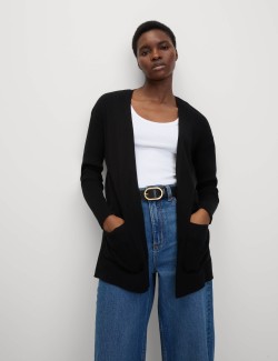 Dlouhý žebrovaný kardigan bez zapínání