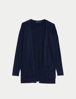 Dlouhý žebrovaný kardigan bez zapínání