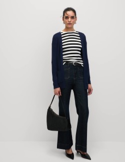 Dlouhý žebrovaný kardigan bez zapínání