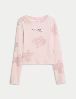 Cotton Rich Icon Slogan Sequin Ribbed Top (6-16 Yrs)