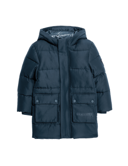 Dlouhý prošívaný kabát s kapucí (2-8 let)
