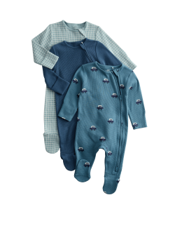 Noční overal s potiskem aut z čisté bavlny, 3 ks (0–3 roky)