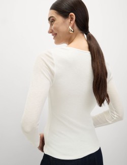 Jersey Asymmetric Ruffle Neck Top