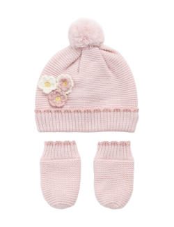 Baby Floral Hat and Mittens Set (0-3 Yrs)
