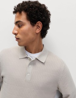 Bavlněné modální geometrické pletené polo tričko