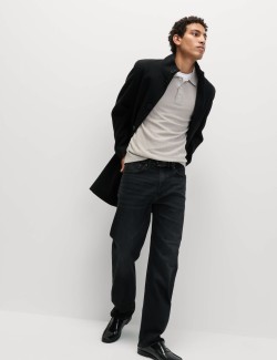 Bavlněné modální geometrické pletené polo tričko