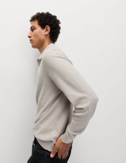 Bavlněné modální geometrické pletené polo tričko