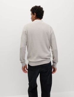 Bavlněné modální geometrické pletené polo tričko