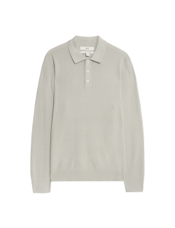 Bavlněné modální geometrické pletené polo tričko