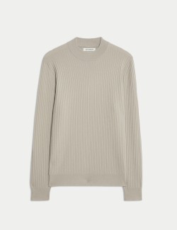 Merino Blend Rib Mock Neck Jumper