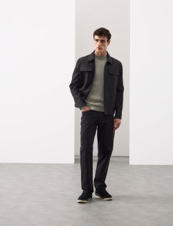 Merino Blend Rib Mock Neck Jumper