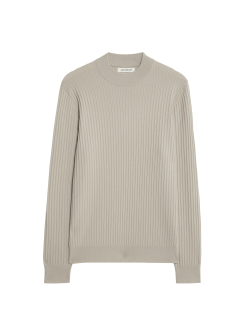 Merino Blend Rib Mock Neck Jumper