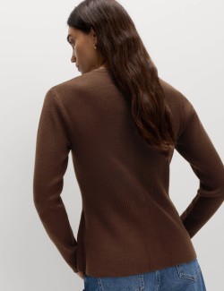 Přiléhavý kardigan s volánem, hebký na dotek