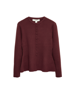 Přiléhavý kardigan s volánem, hebký na dotek