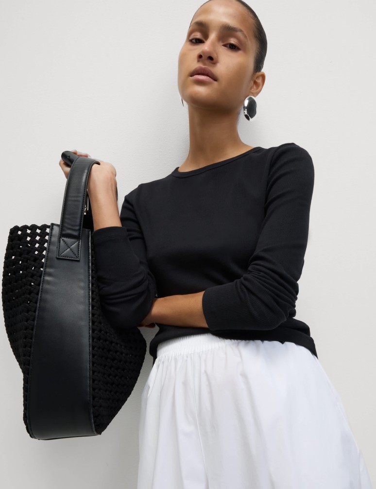 Žebrovaný top s vysokým podílem bavlny