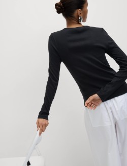 Žebrovaný top s vysokým podílem bavlny