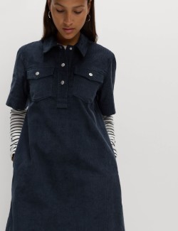 Košilové mini šaty s límečkem a vysokým podílem bavlny