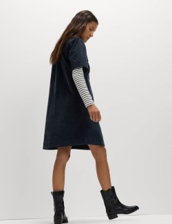 Košilové mini šaty s límečkem a vysokým podílem bavlny