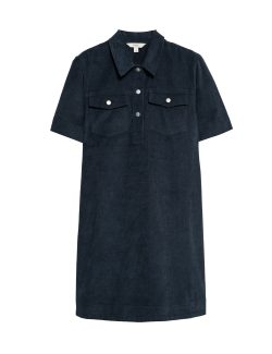 Košilové mini šaty s límečkem a vysokým podílem bavlny