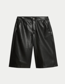Faux Leather High Waisted Bermuda Shorts