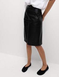 Faux Leather High Waisted Bermuda Shorts