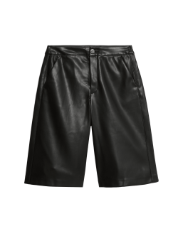 Faux Leather High Waisted Bermuda Shorts