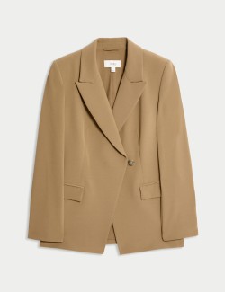 Twill Tailored Cinched Waist Blazer